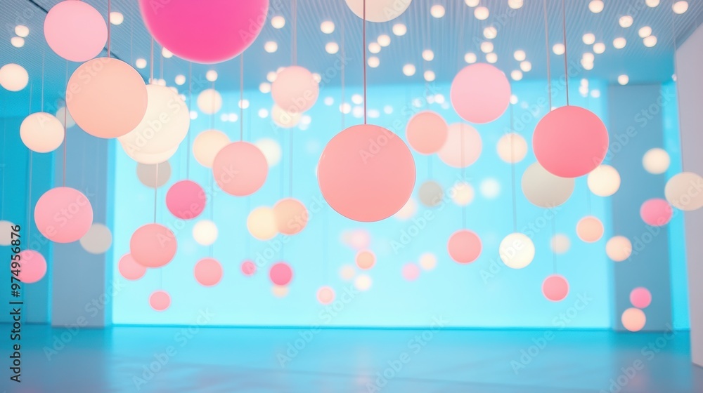 Poster a room filled with glowing orbs of light, each orb a different color and intensity, creating a mesme