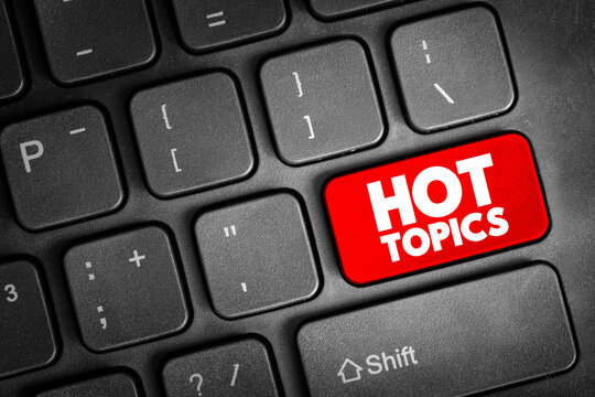 Hot Topics text button on keyboard, concept background