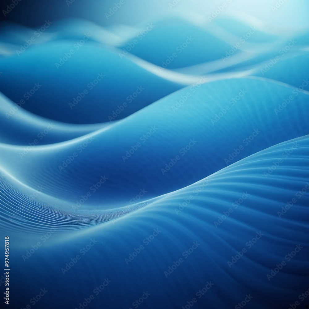 Poster flowing 3d blue waves create an abstract representation of fluid dynamics, evoking calmness and dept