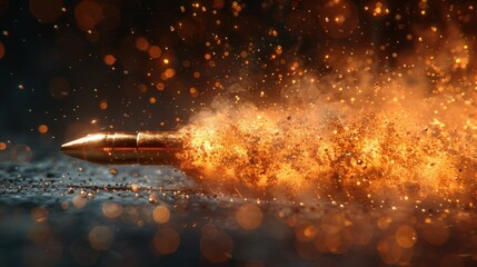 Dark Bullet Trace with Isolated Bullet on White Background