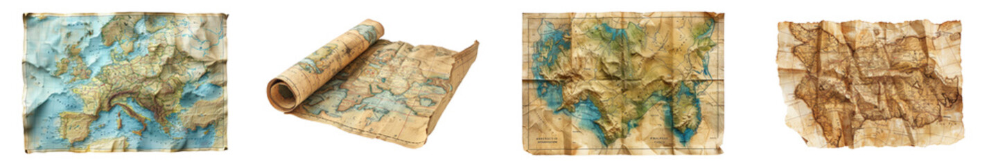 Fototapeta premium A travel map isolated on a white background.