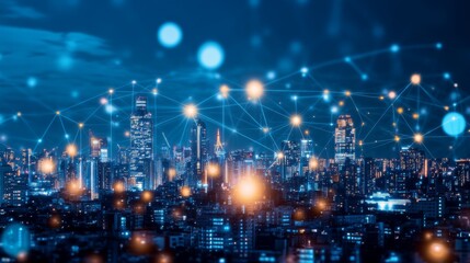 Illuminating the Future Vibrant Cityscape Celebrates the Digital Age