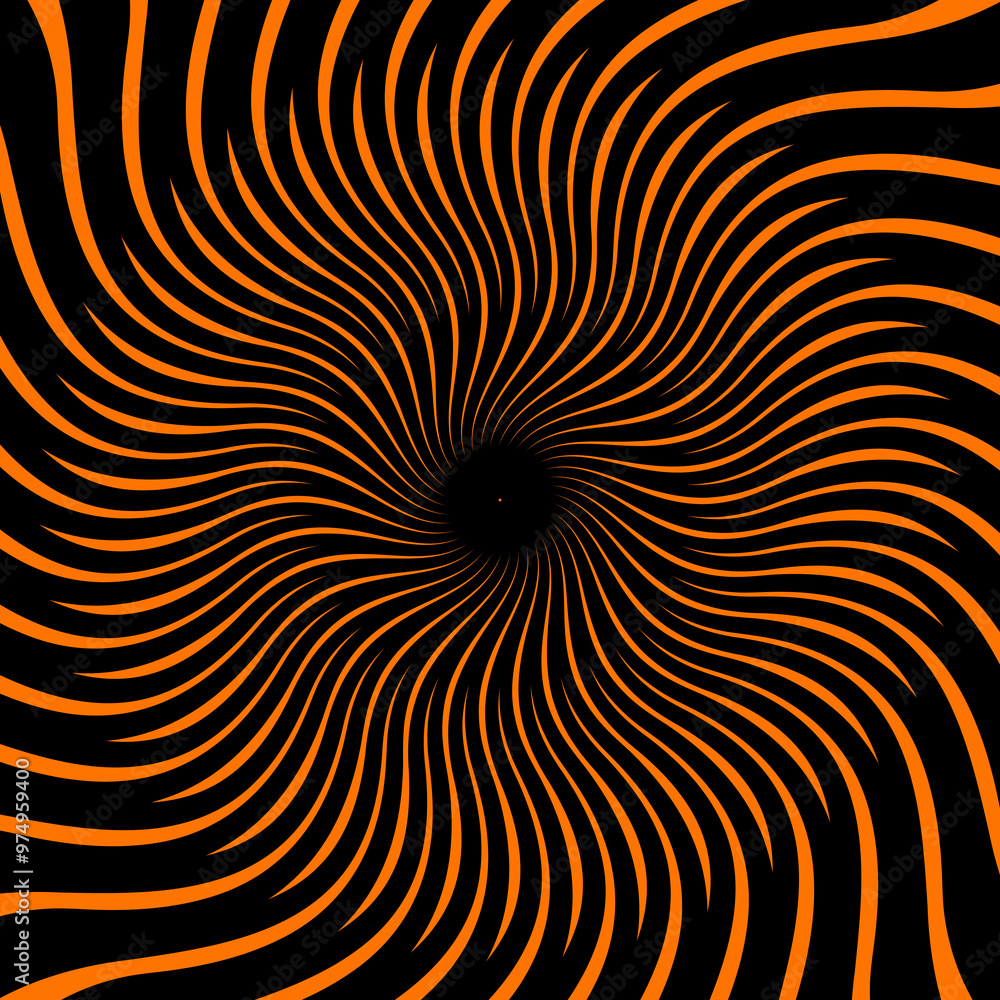 Poster psychedelic hypnotic halloween spiral pattern with hypnosis swirls, vector background. hypnotic spir