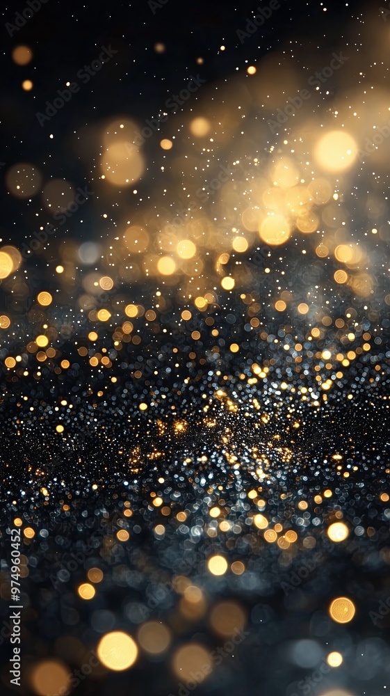 Poster elegant abstract background of gold and silver bokeh lights shimmering against a dark backdrop for u