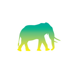 The silhouette of an elephant. Original vector illustration in vintage style.