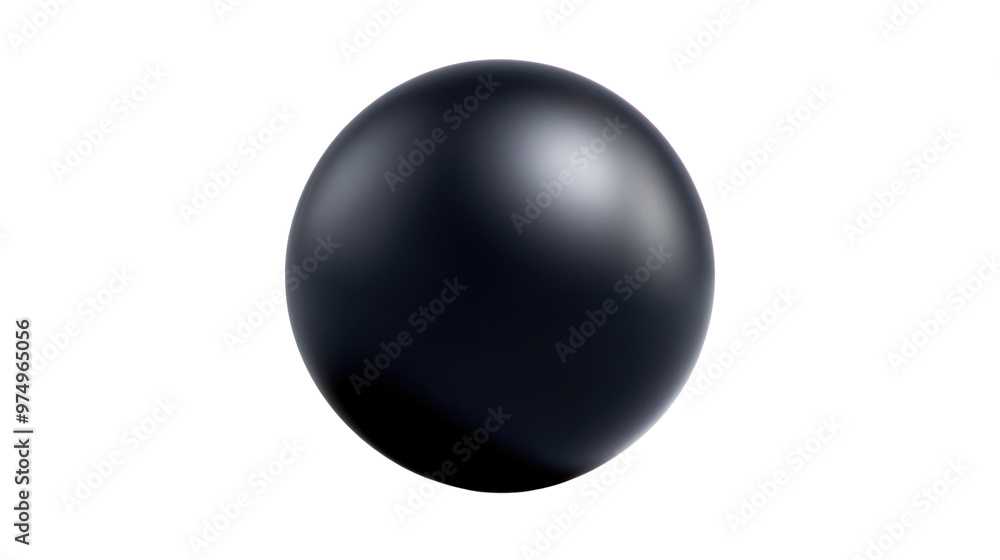 Wall mural a black ball is sitting on a white background