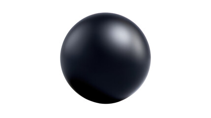 A black ball is sitting on a white background