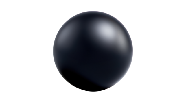 A black ball is sitting on a white background