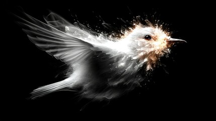   A white bird soaring through the sky, its wings fully extended and head held high