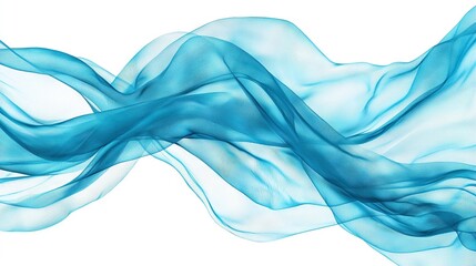   A blue wave of smoke on a white background
