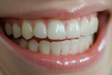 Young woman is smiling showing white teeth, dental care concept