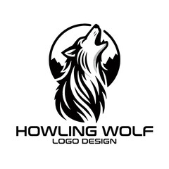 Howling Wolf Vector Logo Design