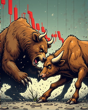 Bull and Bear Symbol with Stock Market Concept