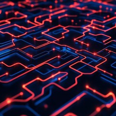 Obraz premium AI neural interface design, cybernetic data paths, glowing visualization
