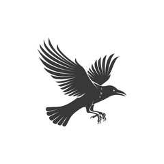 Obraz premium Black and White Silhouette of a Bird in Flight