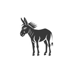 Black and White Silhouette of a Donkey