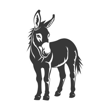 recommend clip art: Black and White Silhouette of a Donkey Standing
