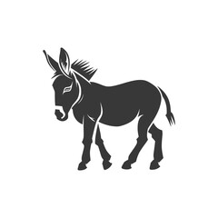 Black and White Silhouette of a Donkey Standing