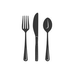 Black and white silhouette of a fork knife and spoon