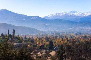 View from the Santa Teresita rising road towards Lo Barnechea's plateau, Santiago, Chile