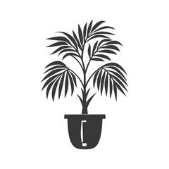 Black and White Silhouette of a Palm Tree in a Pot