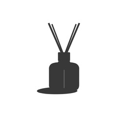 Black and white silhouette of a reed diffuser bottle