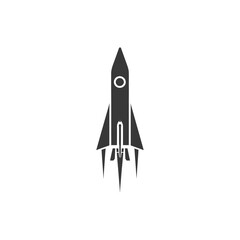 Black and White Silhouette of a Rocket Ship Taking Off