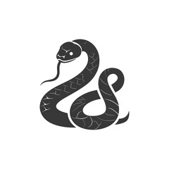 Fototapeta premium Black and white silhouette of a snake with its head raised