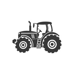 Obraz premium Black and White Silhouette of a Tractor