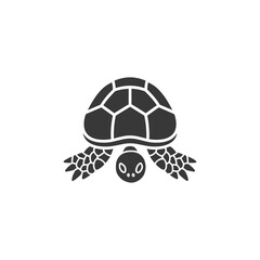 Obraz premium Black and White Silhouette of a Turtle Facing Forward