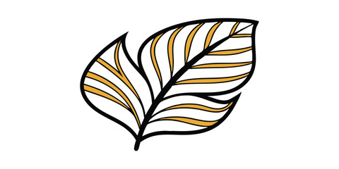 Tropical leaf Wallpaper, Luxury nature leaves pattern design, Golden banana leaf line arts, Hand drawn outline design for fabric , print, cover, banner and invitation, Vector illustration.
