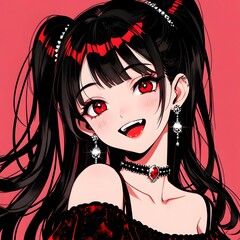women smilling, 笑っている女性 , アニメの笑顔のイラスト、笑顔のアニメの女の子、かわいいアニメの女の子, Anime girl smilling, AI generative, Ai anime girl illustrations