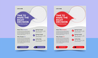 Corporate business flyer template design set with blue,  red color. marketing, business proposal, promotion, advertise, publication,