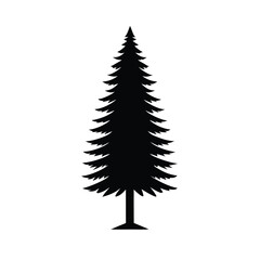 a Minimalist pine tree , vector silhouette illustration, isolated white background