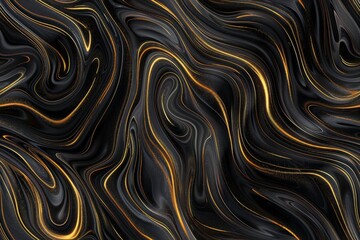 Fototapeta premium A digital abstract art piece featuring swirling black and gold marble-like texture.