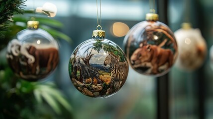 Christmas Ornaments with Animal Images