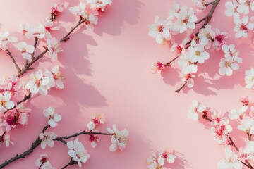 Fototapeta premium Apricot flowers on a blush canvas honoring the vibrant nowruz spring celebration