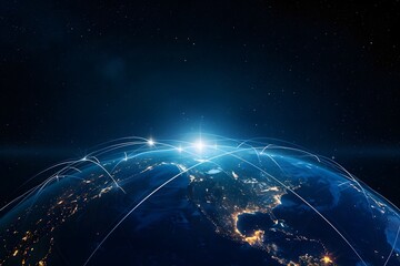 Obraz premium Spectacular Futuristic view of high tech earth planet 