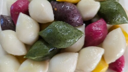 Korean dessert. songpyeon, half moon shaped rice cake