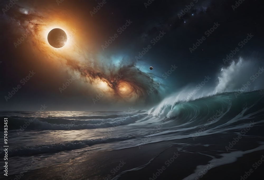 Canvas Prints space itself appears to form massive tidal waves of dark matter, with stars and planets being drawn 