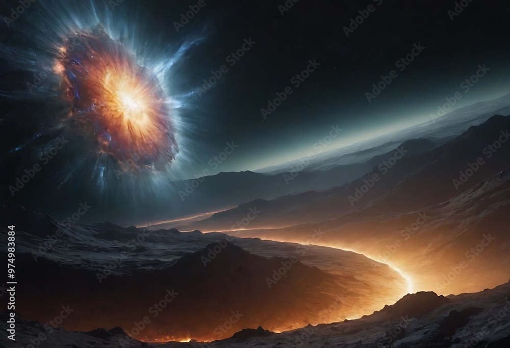 Canvas Prints the remnants of a supernova, with debris clouds and intense streams of particles racing away from th