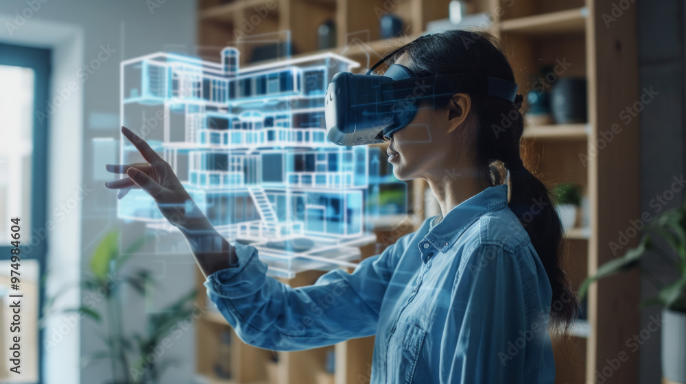 Poster exploring augmented reality to visualize architectural designs in a modern workspace
