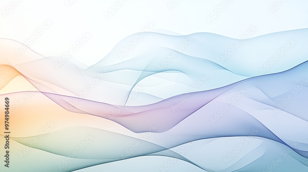 Poster Soft, flowing waves of translucent colors create a serene and calming abstract background for various design projects.