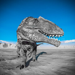 giganotosaurus is looking for the others on sunset desert © DM7