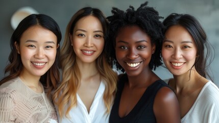 Fototapeta premium happy businesswomen of different races ethnicities, diversity group