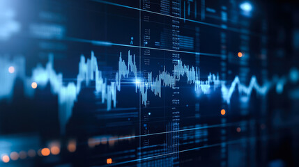 A digital visualization of a financial market chart, representing data analysis, market trends, and the dynamics of global finance.