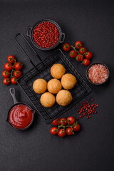 Fast food cheese balls breaded with salt and spices