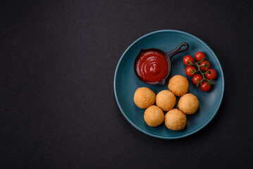 Fast food cheese balls breaded with salt and spices