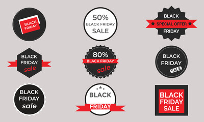 Black Friday Sale badges and labels set,