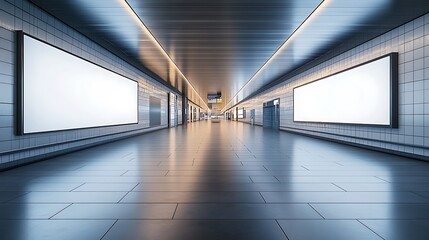 Empty billboard on an expansive floor with crisp details, ideal for inserting digital content or advertising designs